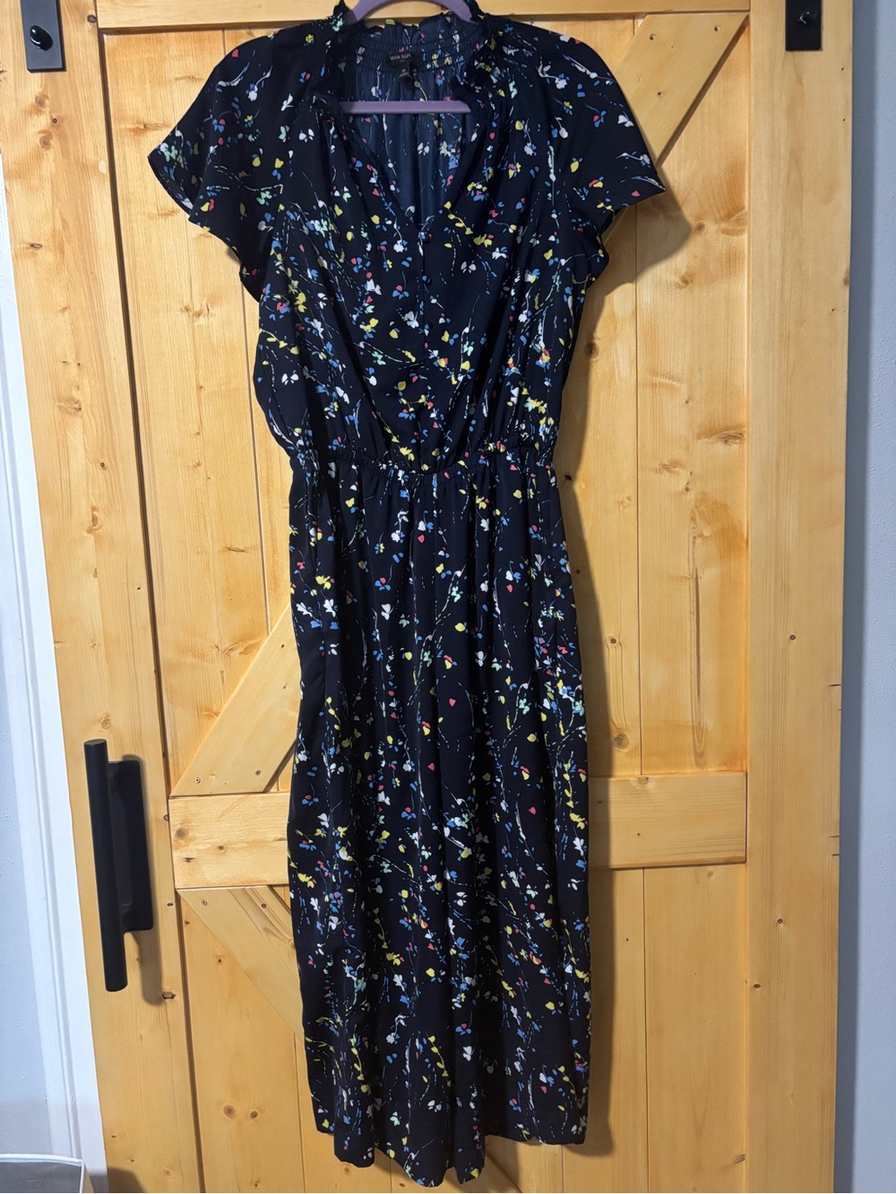 Banana Republic Wide Leg Ruffle Neck Floral Jumpsuit Size Medium